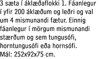 3 s ta   kl  aflokki 1. F anlegur   yfir 200  kl  um og le ri og val um 4 mismunandi f tur. Einnig f anlegur   m rgu...